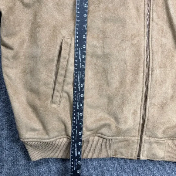 Sean John Faux Suede Bomber Jacket Mens 3XL Tan Full Zip Hip Hop Streetwear